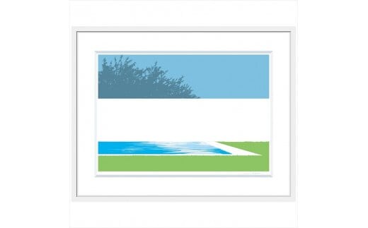 【彼女の背中】直筆サイン入り 額付きジークレープリント 小田原にある景色 心象風景 片田舎の風景 子供の頃に見た風景 海 空 山