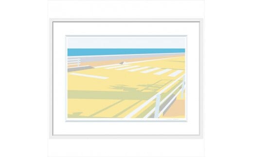 【交差点で君を】直筆サイン入り 額付きジークレープリント 小田原にある景色 心象風景 片田舎の風景 子供の頃に見た風景 海 空 山