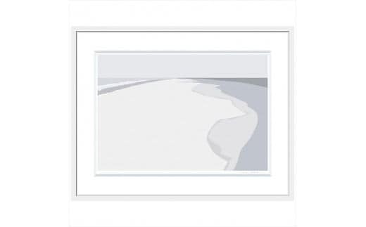 【どこまでも広く】直筆サイン入り 額付きジークレープリント 小田原にある景色 心象風景 片田舎の風景 子供の頃に見た風景 海 空 山