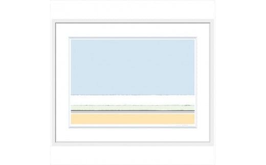 【一緒に歩こう】直筆サイン入り 額付きジークレープリント 小田原にある景色 心象風景 片田舎の風景 子供の頃に見た風景 海 空 山