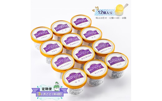 【定期便：3ヶ月ごと（年4回）】自社農園で栽培した果物でつくった旬なアイスを毎月お届け（味はお任せ：12個×4回：48個）【 果物 フルーツ 旬 食品添加物不使用 カップアイス シャーベット フルーツアイス ギフト プレゼント 詰め合わせ 南足柄市 】