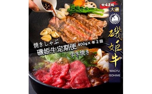 牧場直販【磯姫牛定期便】焼きしゃぶ400ｇ年２回 〈出荷時期：1回目 2026年4月順次出荷、2回目 2026年10月順次出荷〉【 神奈川県 大磯町 】