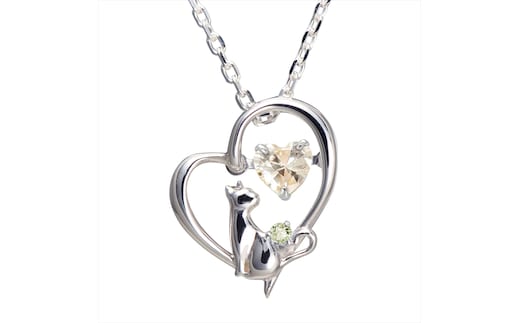 未来天使 TwinkleCatネックレス シャンパンカラーペリドット【 神奈川県 大磯町 シルバー宝石 レディースジュエリー アクセ 首輪 誕生日 お祝い ギフト 母の日プレゼント 贈り物 ファッション小物 ペンダント 】