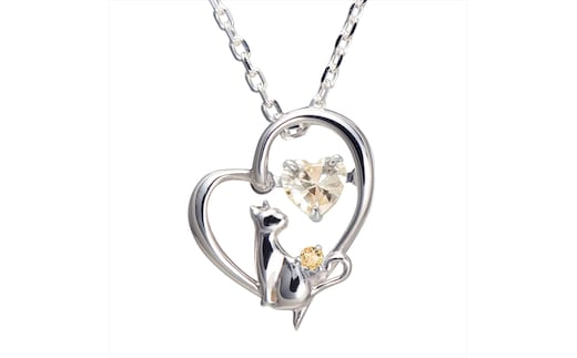 未来天使 TwinkleCatネックレス シャンパンカラーシトリン【 神奈川県 大磯町 シルバー宝石 レディースジュエリー アクセ 首輪 誕生日 お祝い ギフト 母の日プレゼント 贈り物 ファッション小物 ペンダント 】