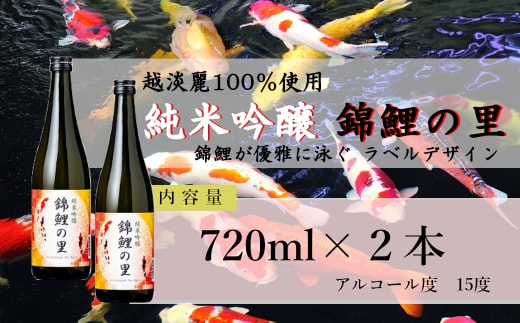 日本酒 純米吟醸 錦鯉の里 720ml×2本 ワイングラスでおいしい日本酒アワード プレミアム純米部門 金賞 越淡麗 錦鯉ラベル デザイン 新潟銘醸 【0002-0042-01】