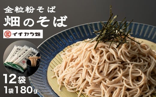 【安心の有機JAS認証】全粒粉そば乾麺 「畑のそば」180g×12個セット(オーガニック・無農薬栽培) イチカラ畑 【0021-0001-01】