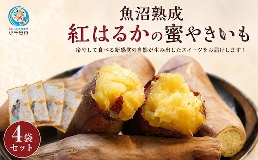 【 魚沼熟成 】 紅はるかの蜜やきいも 4袋セット 冷凍便 熟成 個別梱包 農園ビギン 焼きいも 新潟県 小千谷市 【0002-0219】