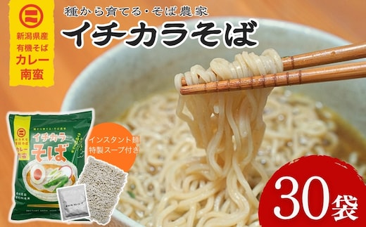 蕎麦 インスタント蕎麦 イチカラそば カレー南蛮 1ケース 30入り イチカラ畑 | ゆで時間2分半 有機そば全粒粉使用 有機栽培 インスタント インスタント麺 そば 蕎麦 ソバ カレー 南蛮 新潟県 小千谷市【0021-0016-01】