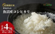 令和7年産 昔ながらの魚沼産コシヒカリ 精米4kg(2kg×2袋) 従来品種 農園ビギン 【0002-BN01-01】
