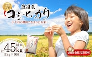 令和7年産 魚沼産コシヒカリ おぢや棚田米コンテスト入賞者の栽培した棚田米 精米45kg（5kg×9回）定期便毎月発送【0002-RC06DB00-03】