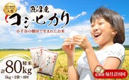 令和7年産 魚沼産コシヒカリ おぢや棚田米コンテスト入賞者の栽培した棚田米 精米80kg（5kg×2袋×8回）定期便 毎月発送【0002-RC16DB00-02】