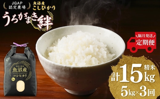 【JGAP認証農場】令和7年産 魚沼産コシヒカリ 定期便 計15kg（5kg×1袋×隔月全3回） うちがまき絆 【0002-UK05DB00-02】
