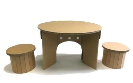 【工作×学び×遊び】段ボール製 組み立てキット キッズ用テーブル＆チェアセット フーゲツ 【0014-0005-01】