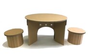 【工作×学び×遊び】段ボール製 組み立てキット キッズ用テーブル＆チェアセット フーゲツ 【0014-0005-01】