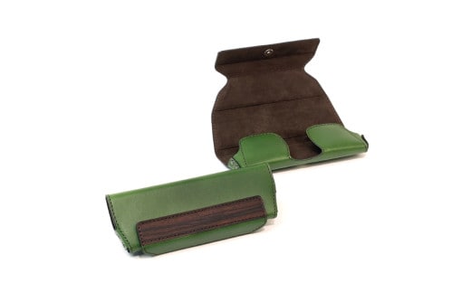 【こだわりの革アイテム】メガネケース(グリーン)[セミラージーサイズ]1087025