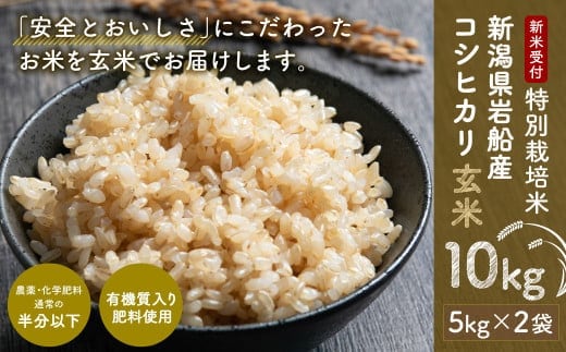 【新米受付・令和8年産米】特別栽培米 新潟県村上市岩船産 コシヒカリ玄米 10kg(5kg×2袋)NAB4019
