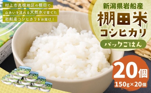 新潟県村上市岩船産 棚田米コシヒカリパックごはん(150g×20個) 1011002