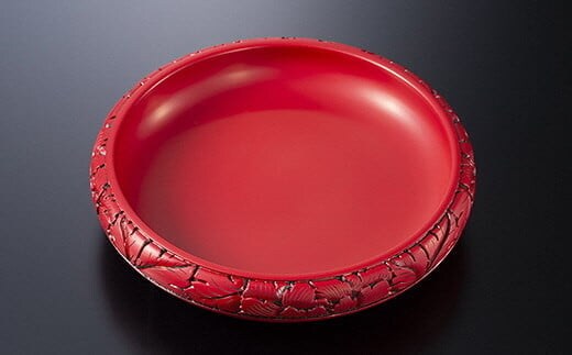 D4039 村上木彫堆朱 菓子器(牡丹唐草)