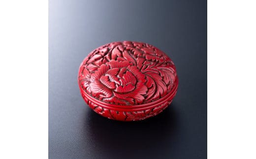 E4038 村上木彫堆朱 香合(牡丹唐草)