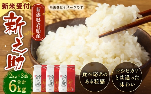 【新米受付・令和8年産米】新潟県村上市岩船産 新之助 精米2㎏×3個セット(計6kg)NA4152
