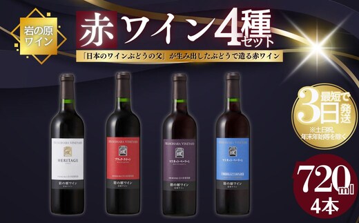 ワイン 岩の原ワイン 善兵衛プレミアムシリーズ 赤ワイン 4本 セット お酒 岩の原 ふるさと納税 新潟 上越