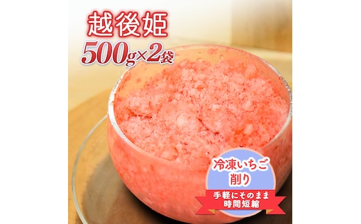 削りいちこ゛越後姫500g×2袋 冷凍 イチゴ 苺 果物 フルーツ 新潟