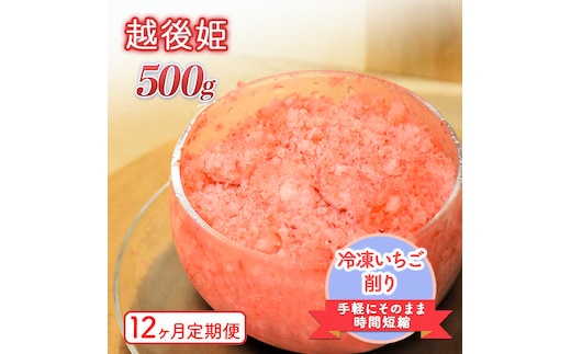 削りいちこ゛越後姫500g 12ヶ月定期便 冷凍 イチゴ 苺 果物 フルーツ 新潟