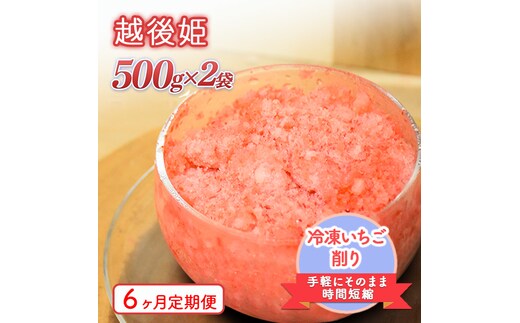 削りいちこ゛越後姫500g×2袋 6ヶ月定期便 冷凍 イチゴ 苺 果物 フルーツ 新潟