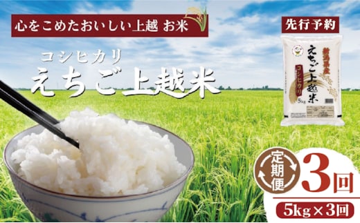 令和7年 新米 新潟県産コシヒカリ えちご上越米 定期便 【3ヶ月連続お届け】5kg×3回 15kg 新潟 米 新潟県 こしひかり 限定 おすすめ