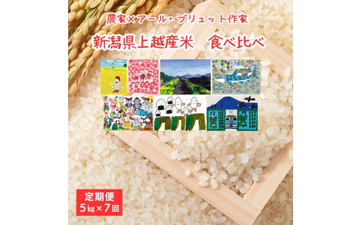 令和8年（新米） 新潟県上越産米 食べ比べ 定期便（5kg×7回） 計35kg 7か月 コシヒカリ 新之助 つきあかり みずほの輝き アール・ブリュット アート 精米 上越市
