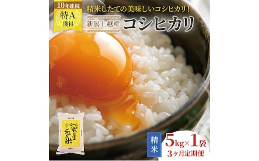 令和7年産 新潟 コシヒカリ 定期便 【3ヶ月連続お届け】 5kg×3回 15kg 15キロ 3か月 上越市 米 新潟県 こしひかり おすすめ 限定