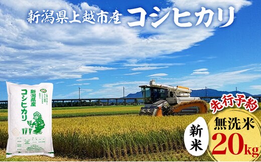 先行予約 令和8年 新米 新潟県上越市産 無洗米 コシヒカリ 20kg （5kg×4袋）お米 コメ こしひかり ふぁーむ大地