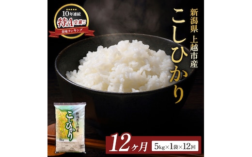 8月開始 コシヒカリ 無洗米 新潟県 上越産 5kg 12か月 定期便 こしひかり 五つ星お米マイスターのいるお店 お米 精米 米 ご飯 大黒屋商店