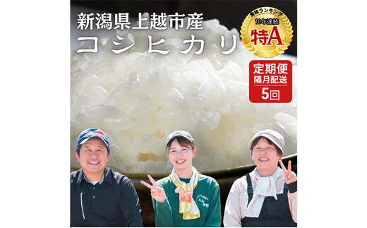 隔月5ヶ月定期便 令和8年 新潟県産 特別栽培米 コシヒカリ 5kg 5キロ（5回配送 計25kg） 11月配送開始 上越市 清里区 丸山農場 精米 従来品種 希少 こしひかり 限定 送料無料