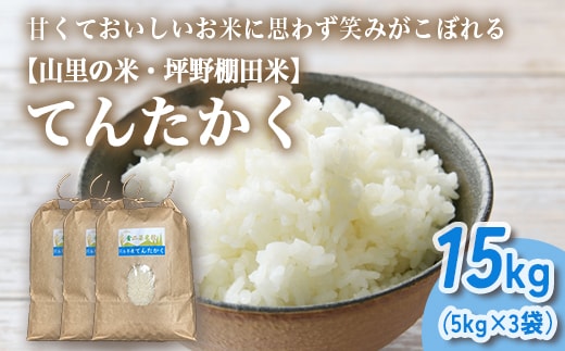 山の湧き水 寒暖差 山里 山里の米･坪野米 R8年産 てんたかく 15kg（5kg×3）｜ 新米 こめ コメ お米 おこめ 白米 精米 お弁当 おにぎり 香り うまみ あまみ 富山 魚津 ※北海道・沖縄・離島への配送不可 ※2026年9月～発送