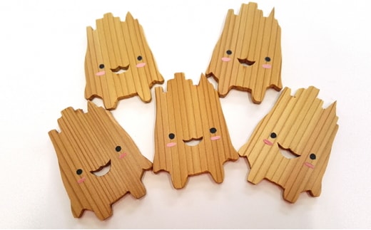 トリック箸置き「はしミラ」５個セット ゆるキャラ かわいい 木製 はしおき 手作り工房ヤマセン