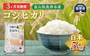 【令和7年度米】【3ヶ月定期便】富山県 うおづ産米「コシヒカリ」5kg（精米）｜3ヶ月定期便 3回 3ヶ月 こしひかり こめ コメ お米 おこめ 白米 精米 雪解け水 香り うまみ あまみ 冷めても 美味しい おにぎり お弁当 高品質 魚津市 ※北海道・沖縄・離島への配送不可