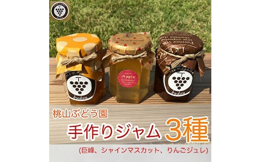 桃山ぶどう園の手作りくだものジャム3種（巨峰、シャインマスカット、りんごジュレ） ※北海道・沖縄・離島への配送不可 ※2025年9月中旬頃より順次発送予定