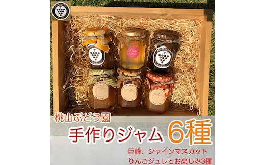 桃山ぶどう園の手作りくだものジャム6種（巨峰、シャインマスカット、りんごジュレとお楽しみ3種） ※北海道・沖縄・離島への配送不可 ※2025年9月中旬頃より順次発送予定