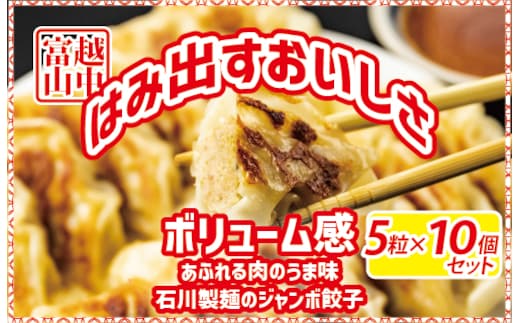 ジャンボ餃子5粒入りタレ付10個セット｜惣菜 おかず 石川製麺 ※北海道・沖縄・離島への配送不可