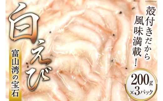 えび 富山湾 名産 白えび 殻付き 200g×3パック 海老 エビ 冷凍 さしみ くろべの太陽 富山県 黒部市 刺身 魚 魚介類 
