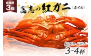 定期便 紅 ズワイガニ ボイル 高志の紅ガニ 3～4杯×3回 カニ 蟹 期間限定 冷蔵/くろべ漁業協同組合 魚の駅「生地」/富山県 黒部市 かに 海鮮 魚介類 魚介 ずわい蟹 ずわいガニ 