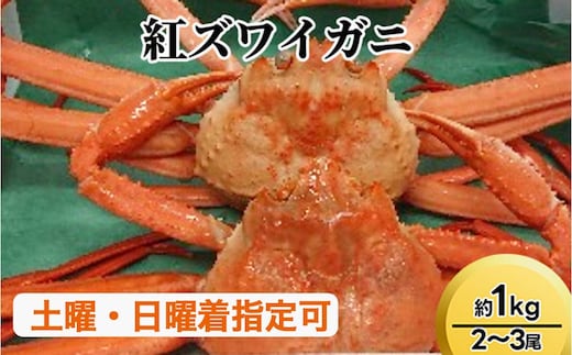 【おすすめ】紅ズワイガニ約1kg（2～3尾）【棚辺水産】 ※2026年9月～発送