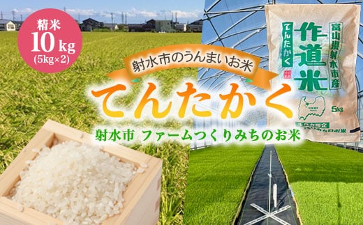 【射水市】【射水の美味しいお米】ファームつくりみちのお米 作道米R8年度産てんたかく10kg（5kg×2）【精米】 ※離島への配送不可 ※2026年8月中旬～9月上旬頃に順次発送予定