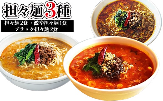 担々麺3種（担々麺2食 激辛担々麺1食 ブラック担々麺2食）