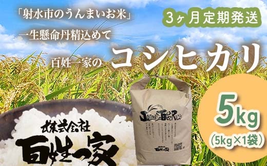 【3ヶ月定期便】【射水市】【射水の美味しいお米】R8年産 百姓一家のコシヒカリ 5kg【精米】 ※2026年10月～発送