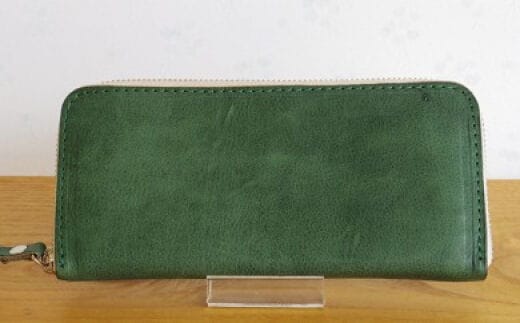 オールレザー長財布 グリーン [アトリエSASSA 富山県 朝日町 34310096] 財布 メンズ レディース 長財布 革 国産 皮革 手作り