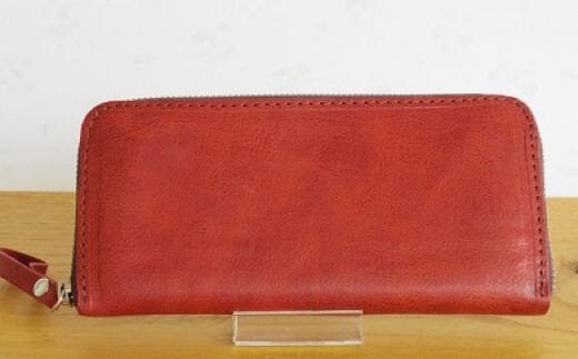 オールレザー長財布 サーモン [アトリエSASSA 富山県 朝日町 34310095] 財布 メンズ レディース 長財布 革 国産 皮革 手作り
