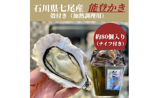 石川県七尾産 能登かき 殻付き 一斗缶（約80個） ※北海道・沖縄・離島への配送不可 ※2025年12月上旬～2026年5月下旬頃に順次発送予定