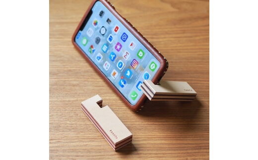 スマートフォンスタンド 2色セット 本革 ハンドメイド